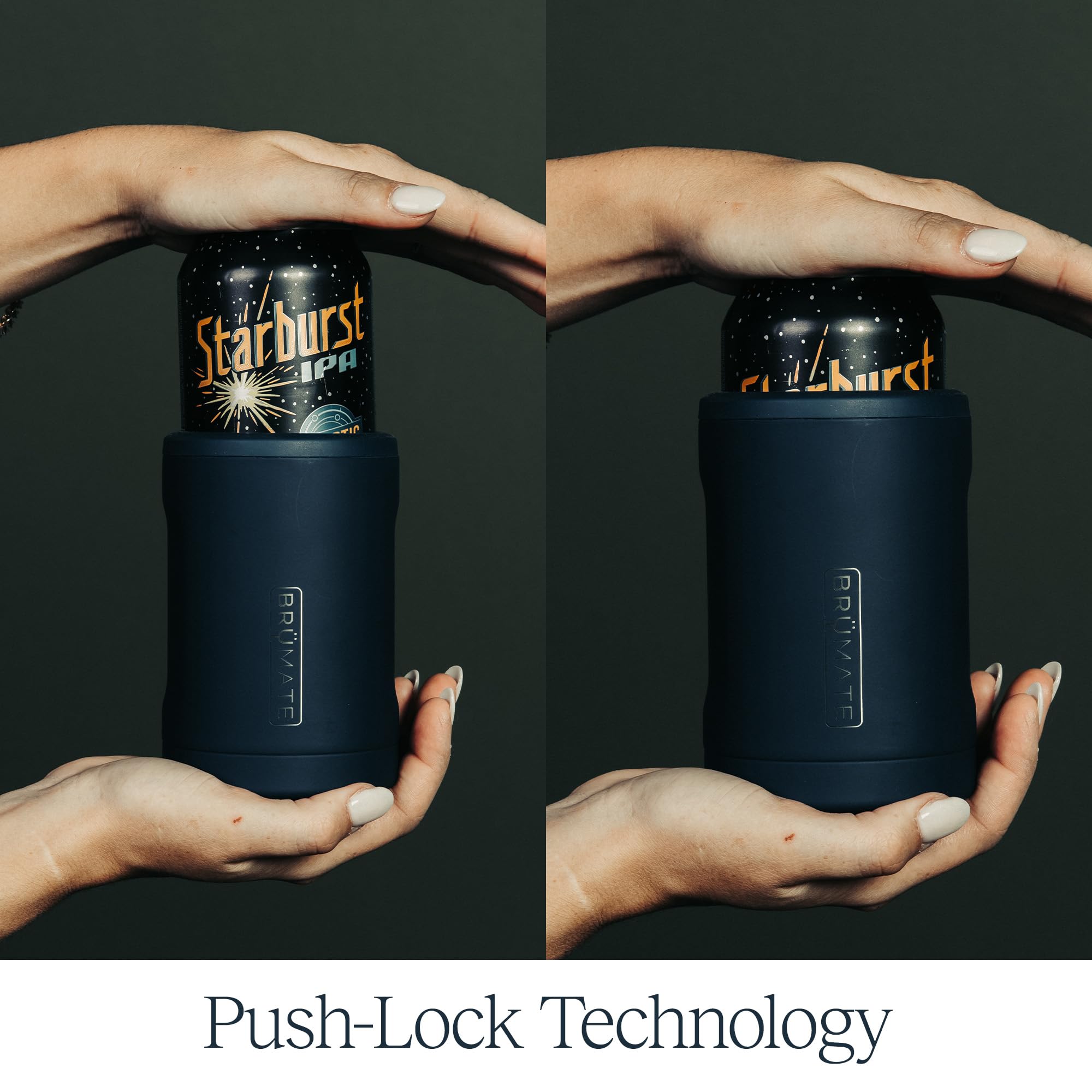 BrüMate Hopsulator Duo con tapa BevLock evita derrames.