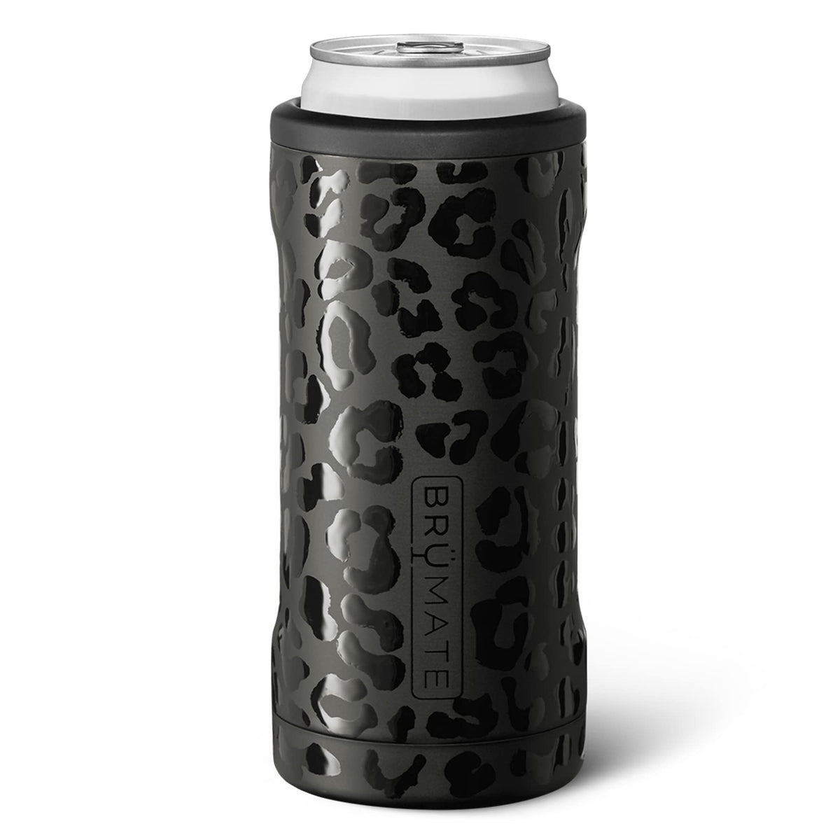 BrüMate Hopsulator Slim con acabado Onyx Leopard mantiene la lata fría por más tiempo.