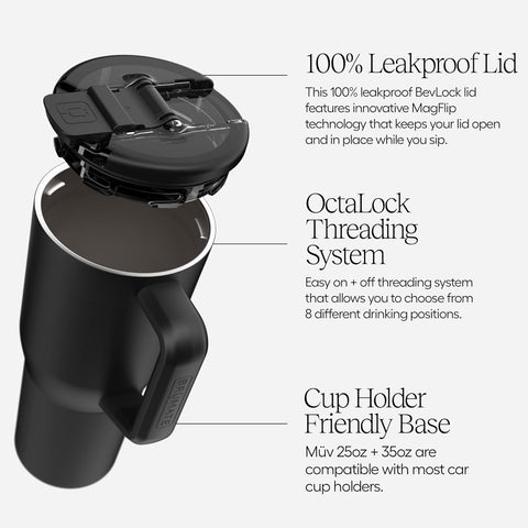 BrüMate Müv 25oz funda de silicona y asa, para mayor agarre y protección.