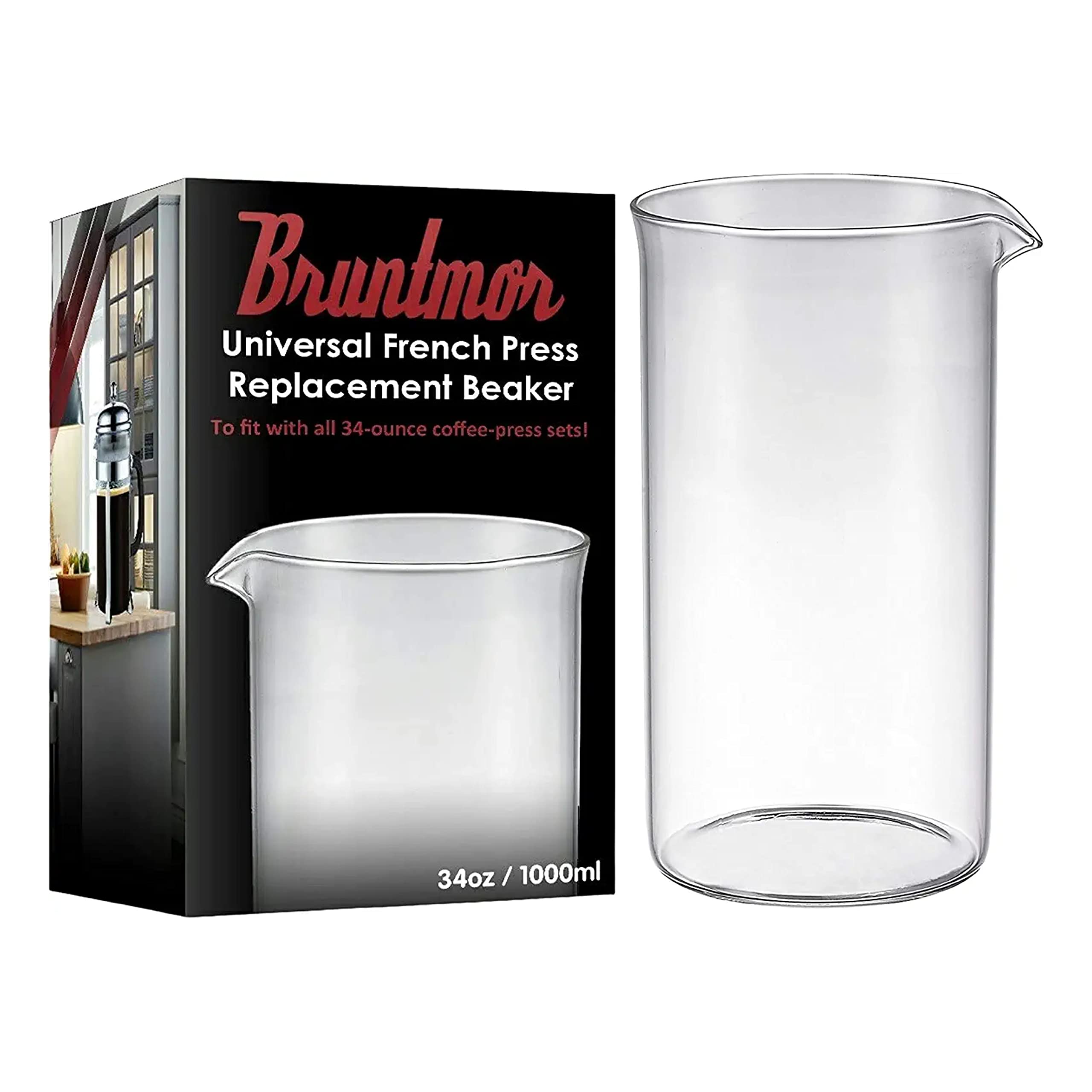 Bruntmor carafa compatible 34oz para prensa francesa, tamaño universal.