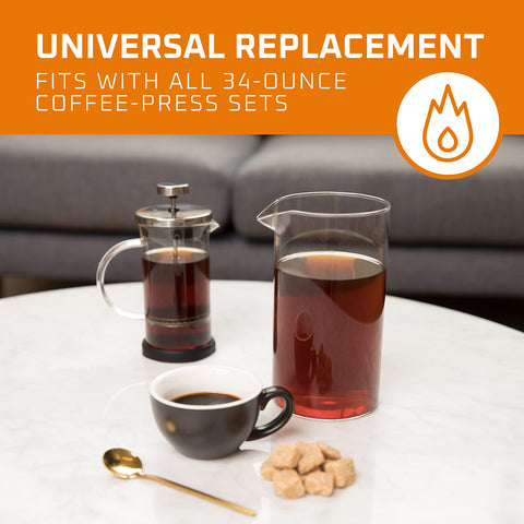 Bruntmor carafa para prensa francesa 34oz, facilita limpieza y recambio.