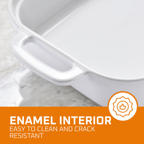 Bruntmor cazuela de loza rectangular con asas ergonómicas para un manejo seguro