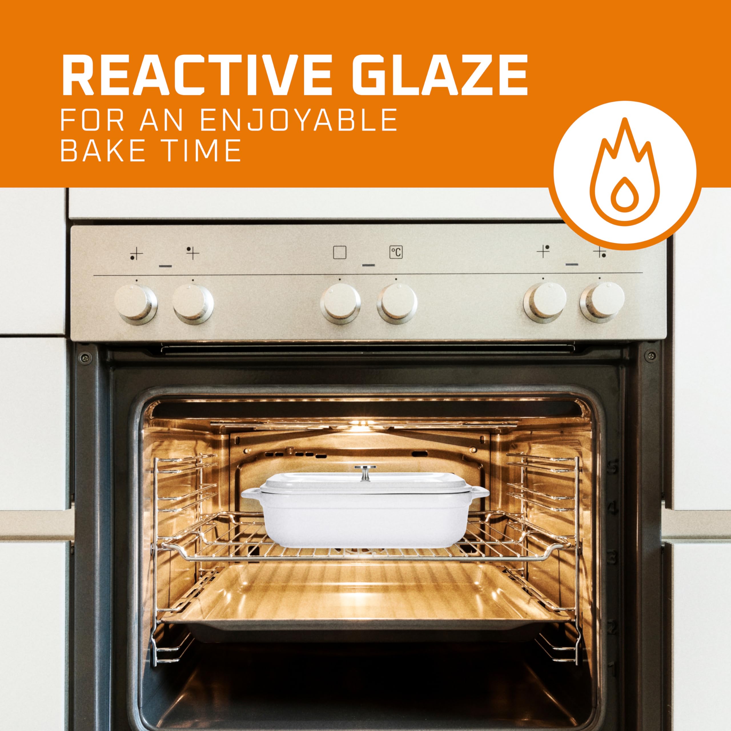 Bruntmor cazuela de loza rectangular de horno a mesa, ideal para servir