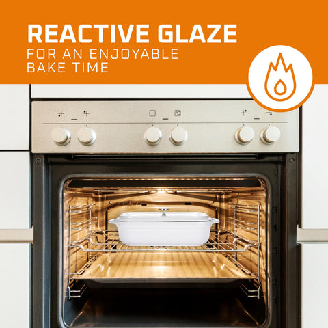 Bruntmor cazuela de loza rectangular de horno a mesa, ideal para servir