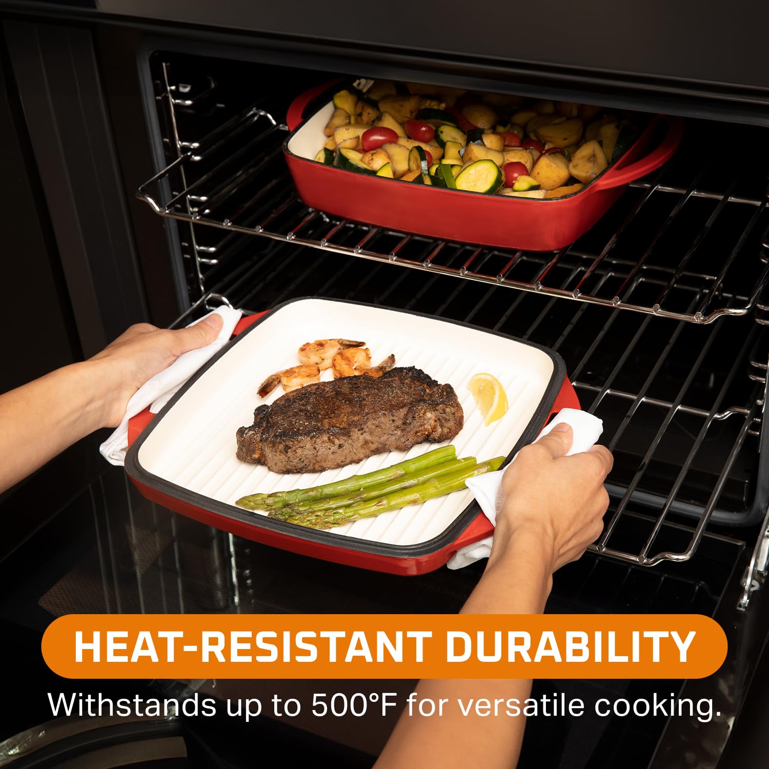 Bruntmor diseño rojo vibrante añade estilo práctico a la cocina.