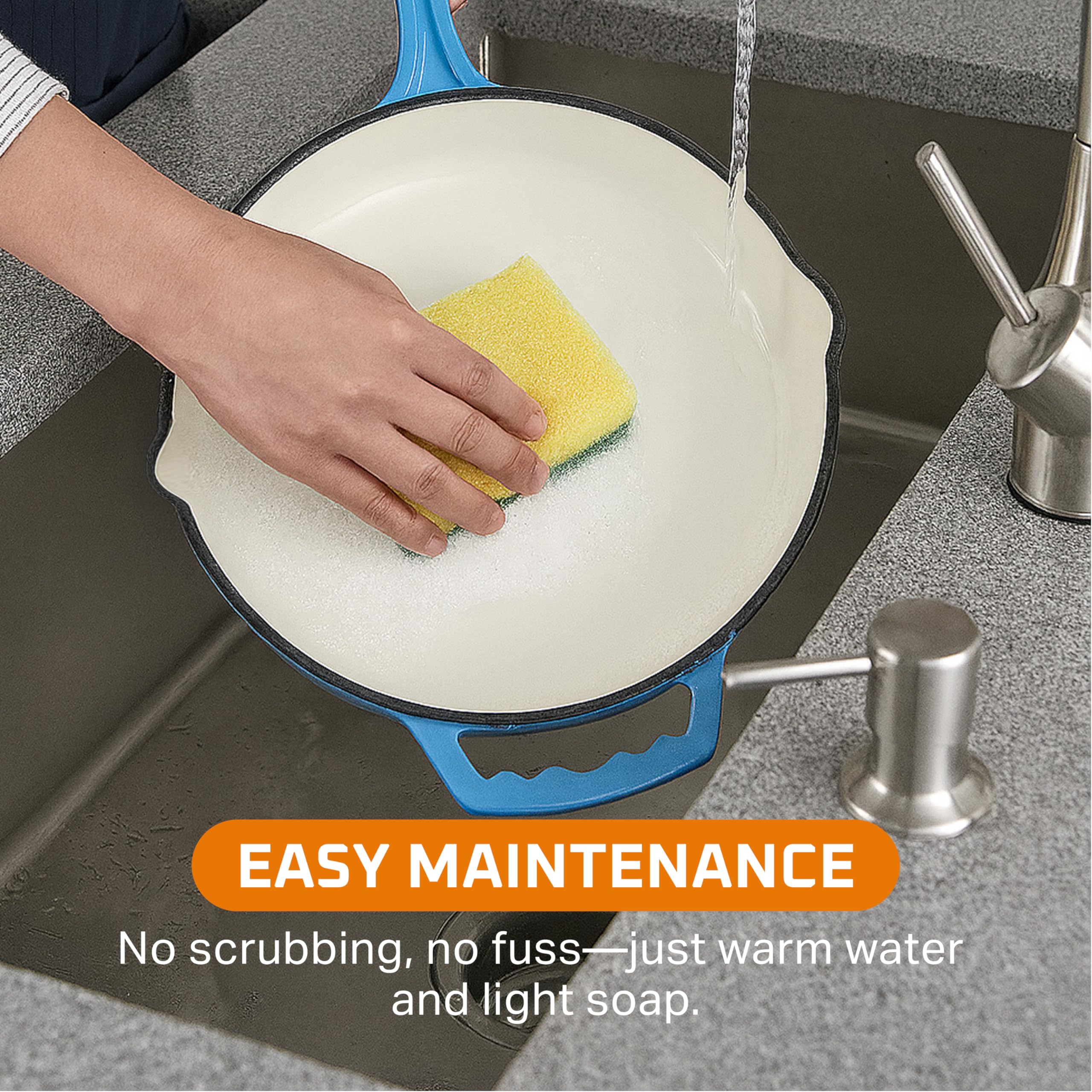 Mango ergonómico Bruntmor de acero inoxidable para un manejo seguro.