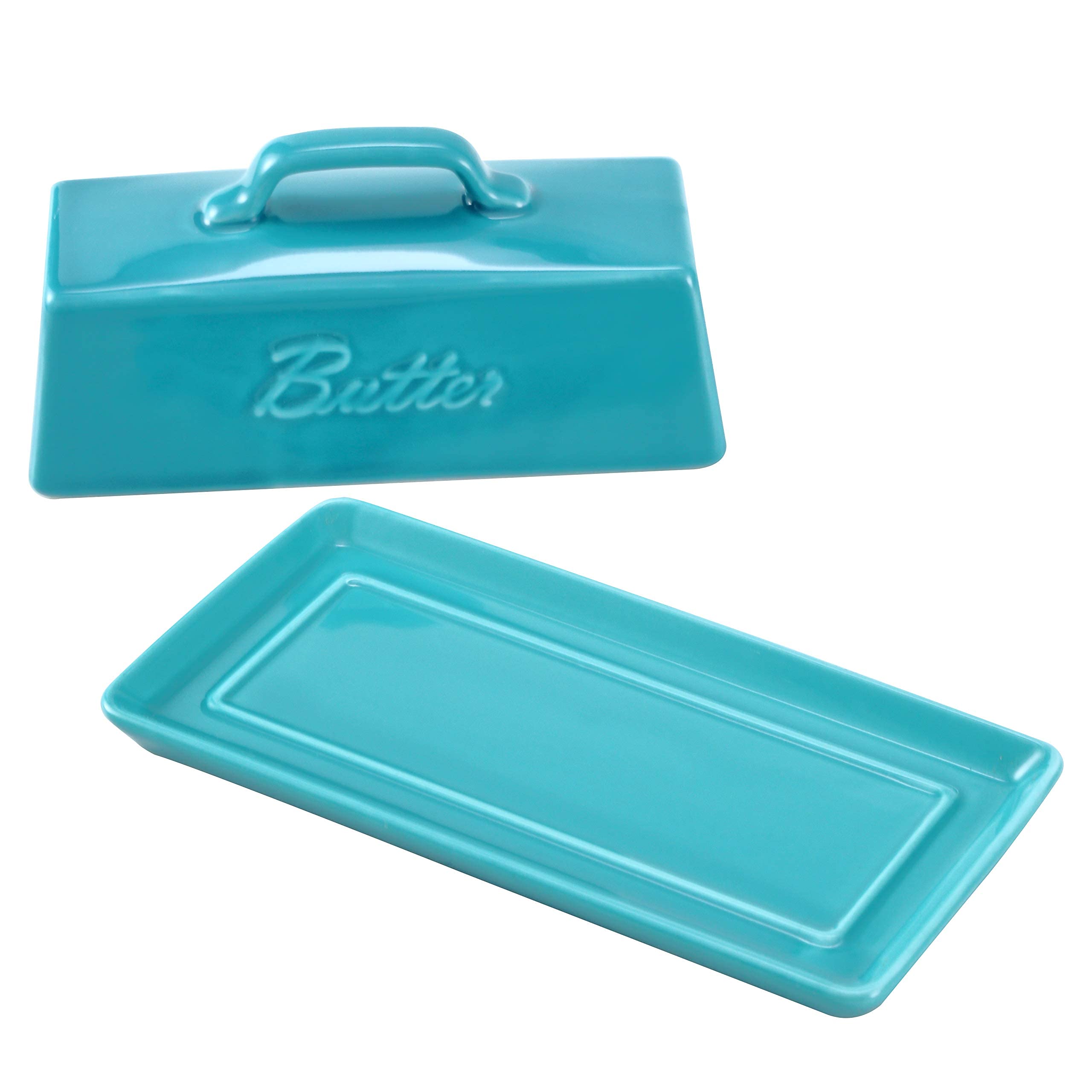 Bruntmor mantequillera de porcelana teal, regalo ideal.