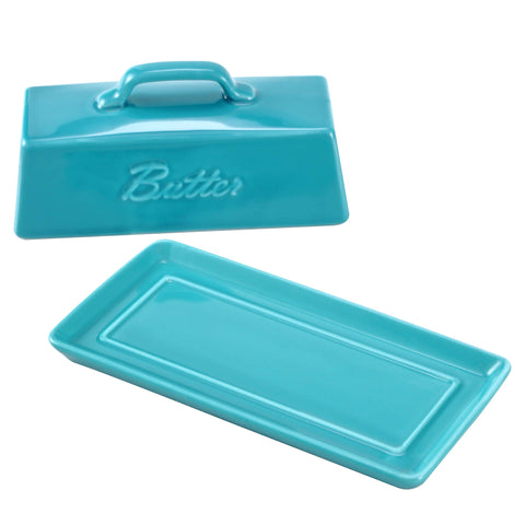 Bruntmor mantequillera de porcelana teal, regalo ideal.