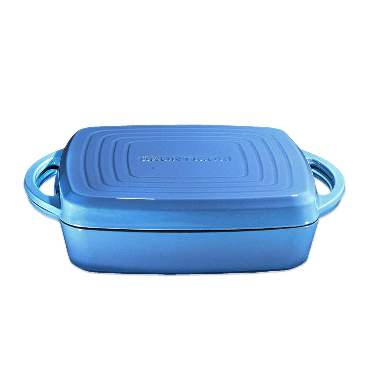 Bruntmor Olla cuadrada 2-en-1 con tapa y asas dobles para manejo cómodo.