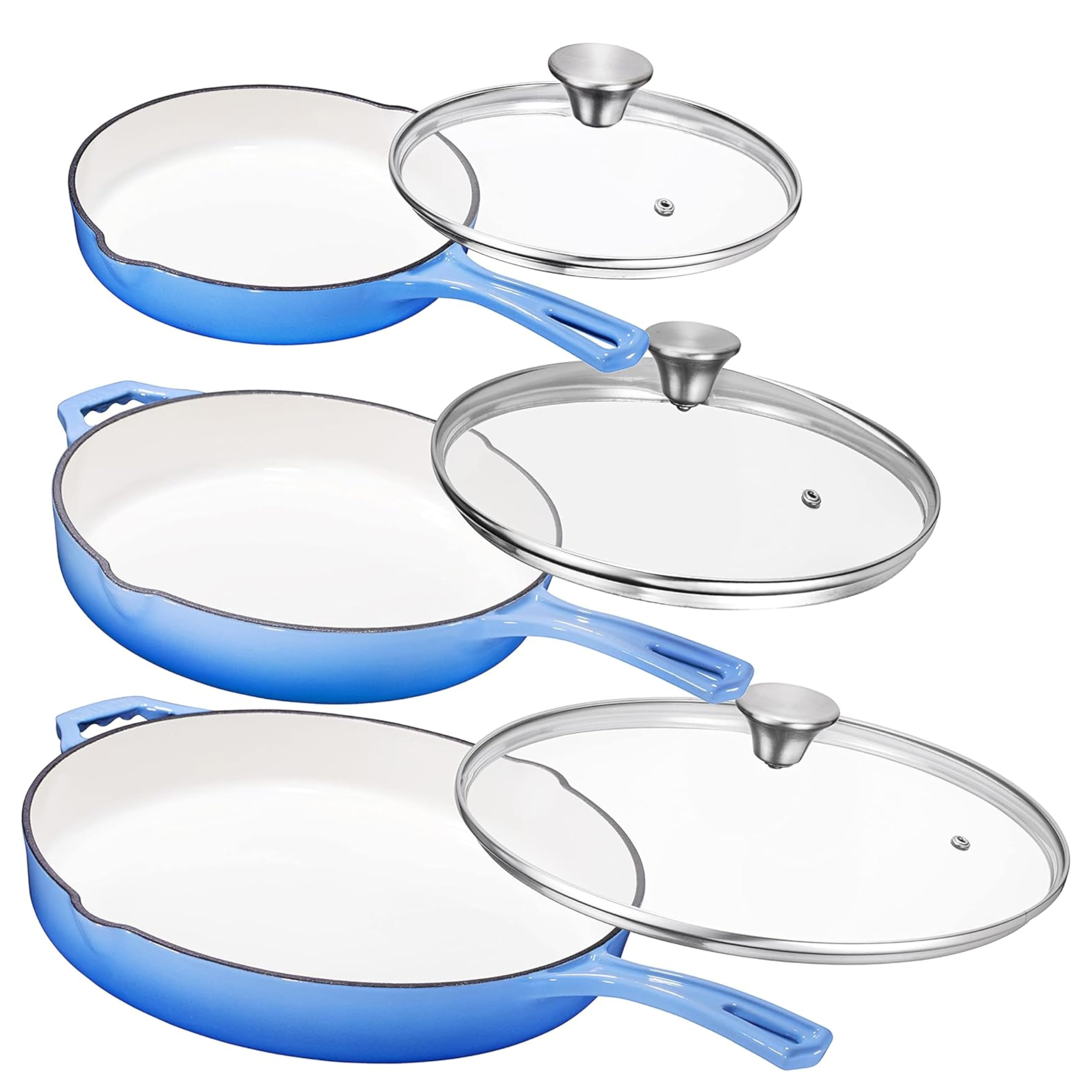 Sartén Bruntmor de hierro fundido 8 pulgadas esmaltado azul para dorar y sellar sabores.
