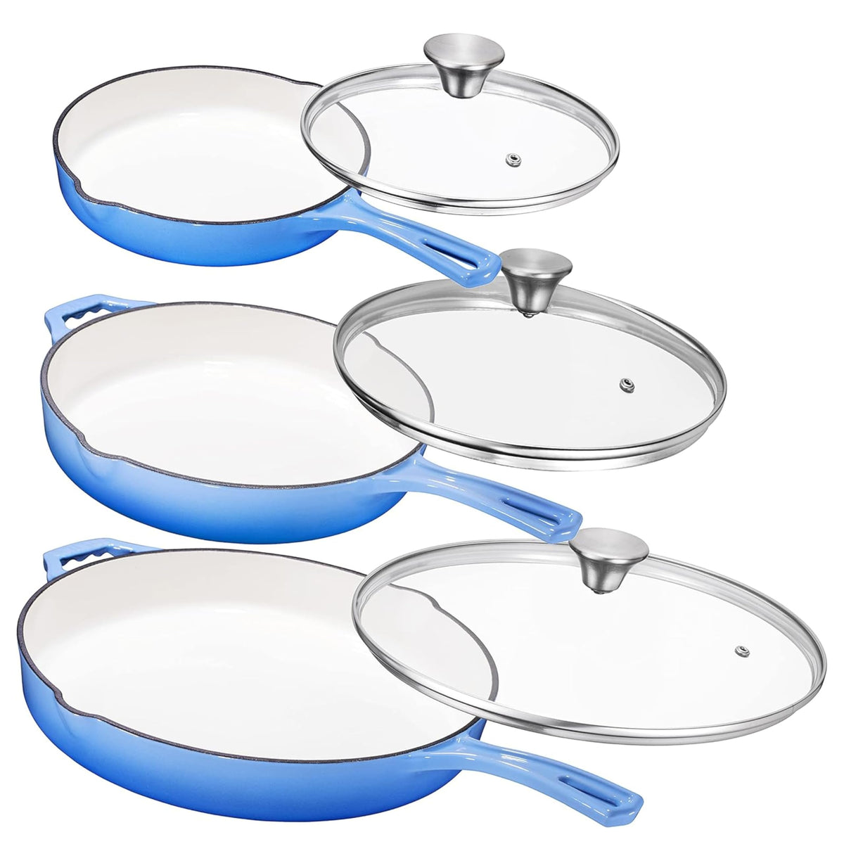 Sartén Bruntmor de hierro fundido 8 pulgadas esmaltado azul para dorar y sellar sabores.