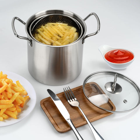 BSDLZCH Freidora profunda con tapa de cristal para observar el proceso.
