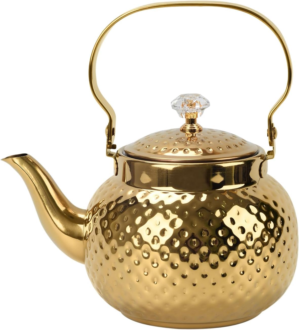 Tetera dorada BSDLZCH martillada con capacidad de 2L para té y café.