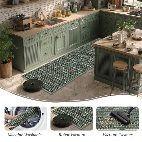 BSICPRO alfombra-cocina-diseño-verde-vintage ideal para pasillos y entradas.