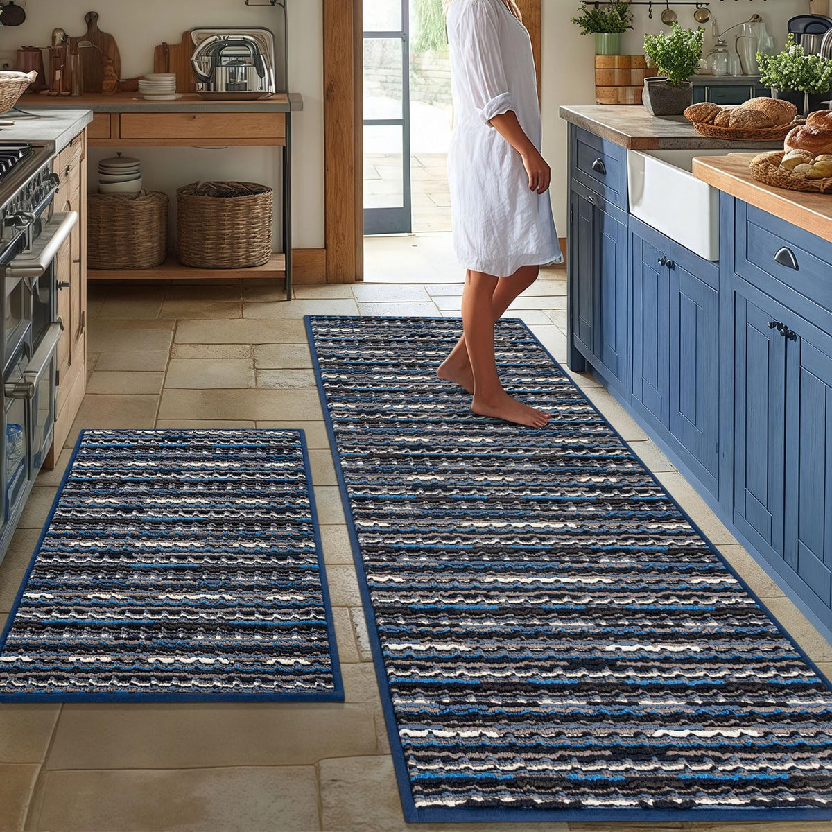 BSICPRO alfombra de cocina pasillo 22x59 azul-noche: soporte cómodo para largas tareas.