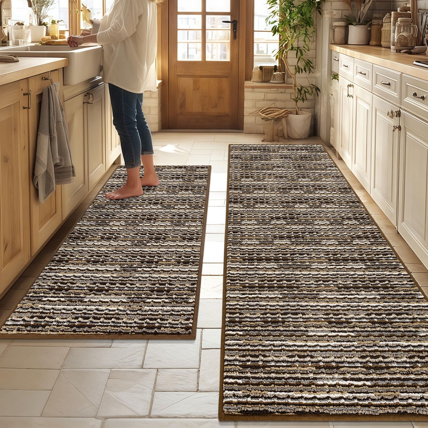BSICPRO alfombras cocina dos piezas antideslizantes para mayor seguridad al cocinar