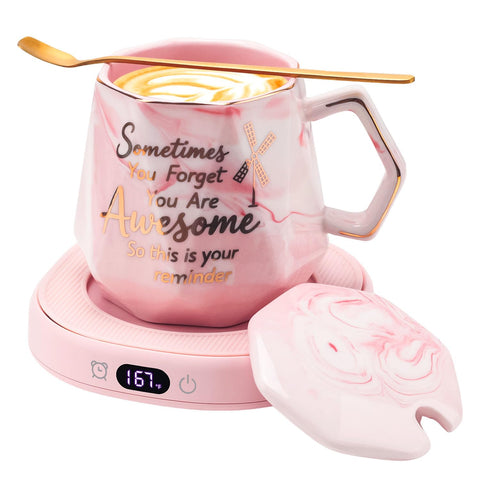 Bsigo calentador de taza y taza cerámica diamante para mantener bebidas calientes.