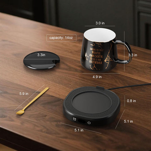 Bsigo conjunto regalo para escritorio, taza y calentador listos para sorprender