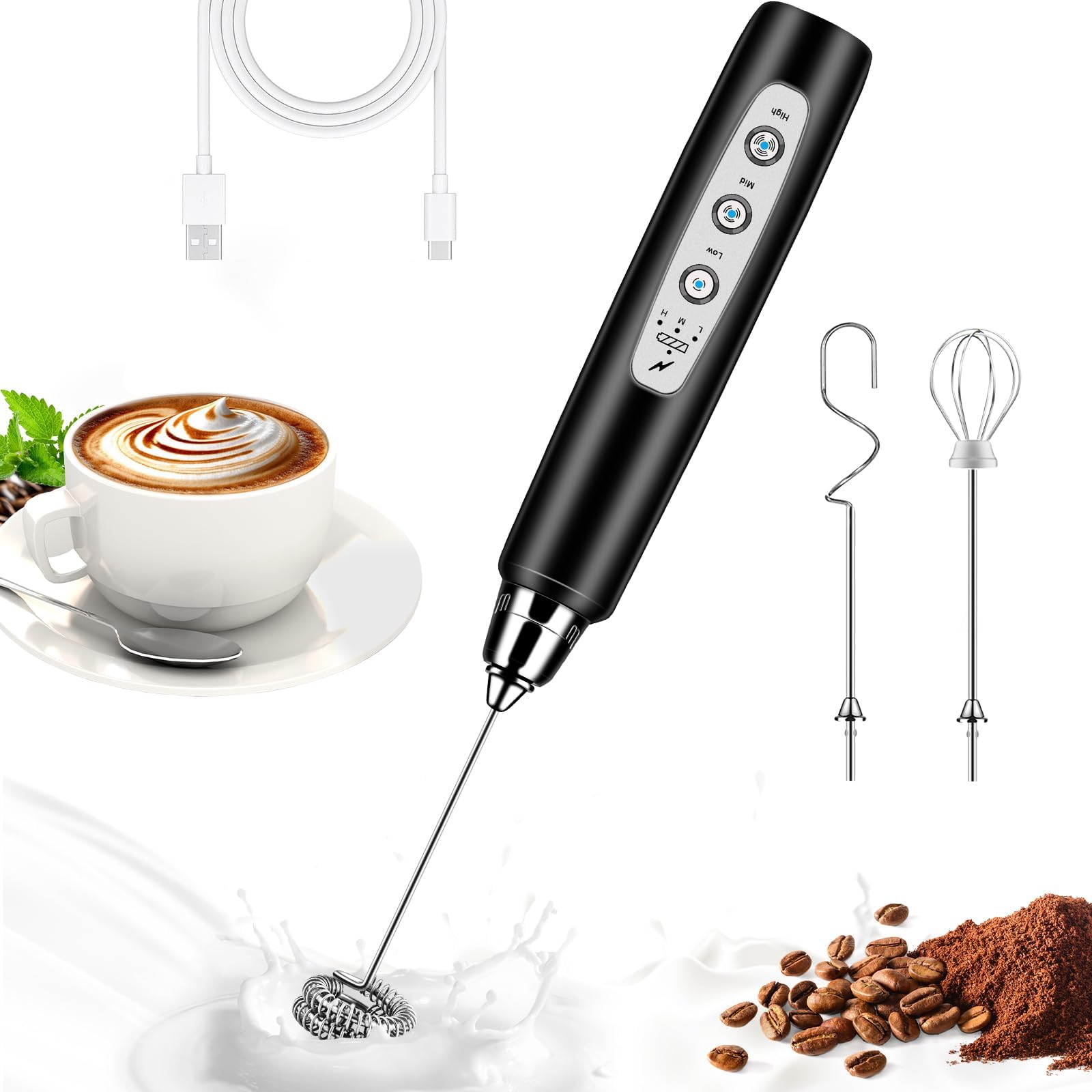 BSRGMS Batidora de leche manual para café: crea espuma suave en casa.