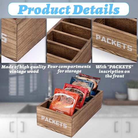 BSTKEY organizador de despensa en madera: cuatro compartimentos para ordenar condimentos, té y snacks.