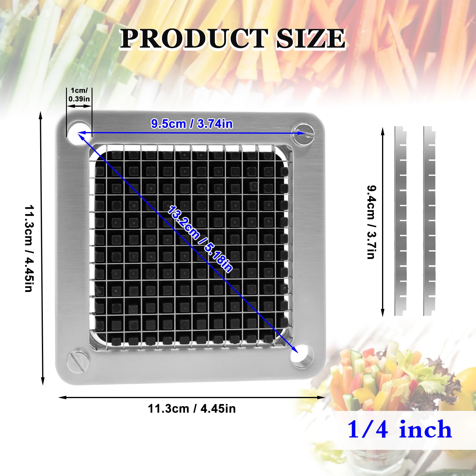 BSTSLL cuchilla 1/4 acero inoxidable, duradera para uso comercial.
