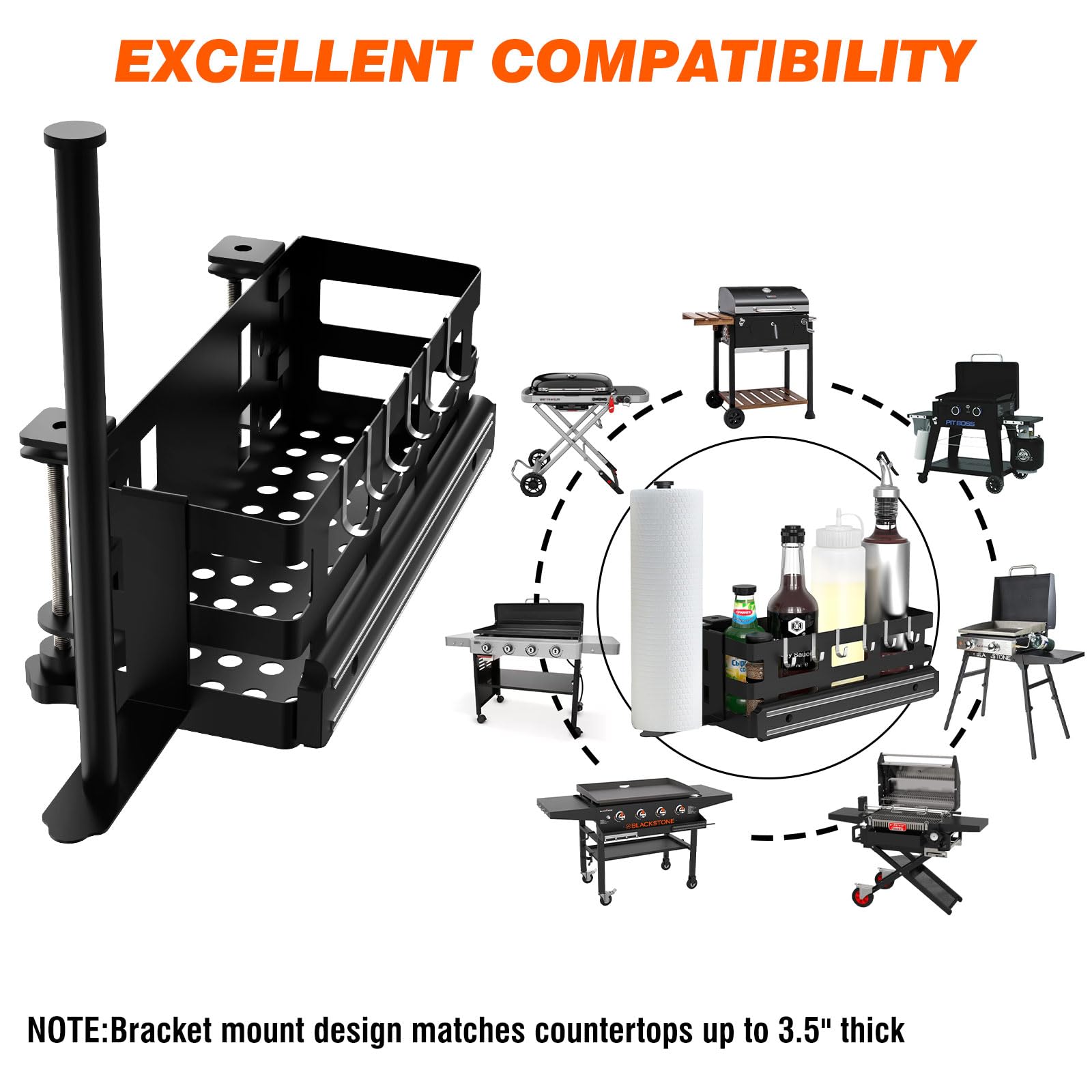 BSTTEK Paquete compacto con caddy, soporte magnético, portarrollos y ganchos para plancha.