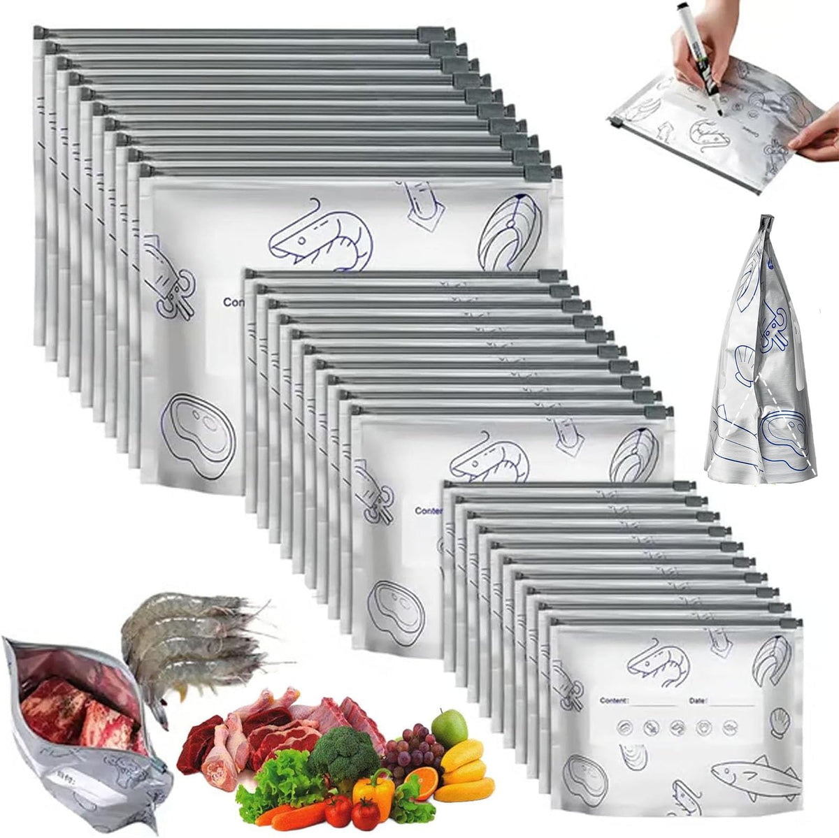 BSummit bolsas de aluminio con cierre hermético para conservar alimentos frescos por más tiempo