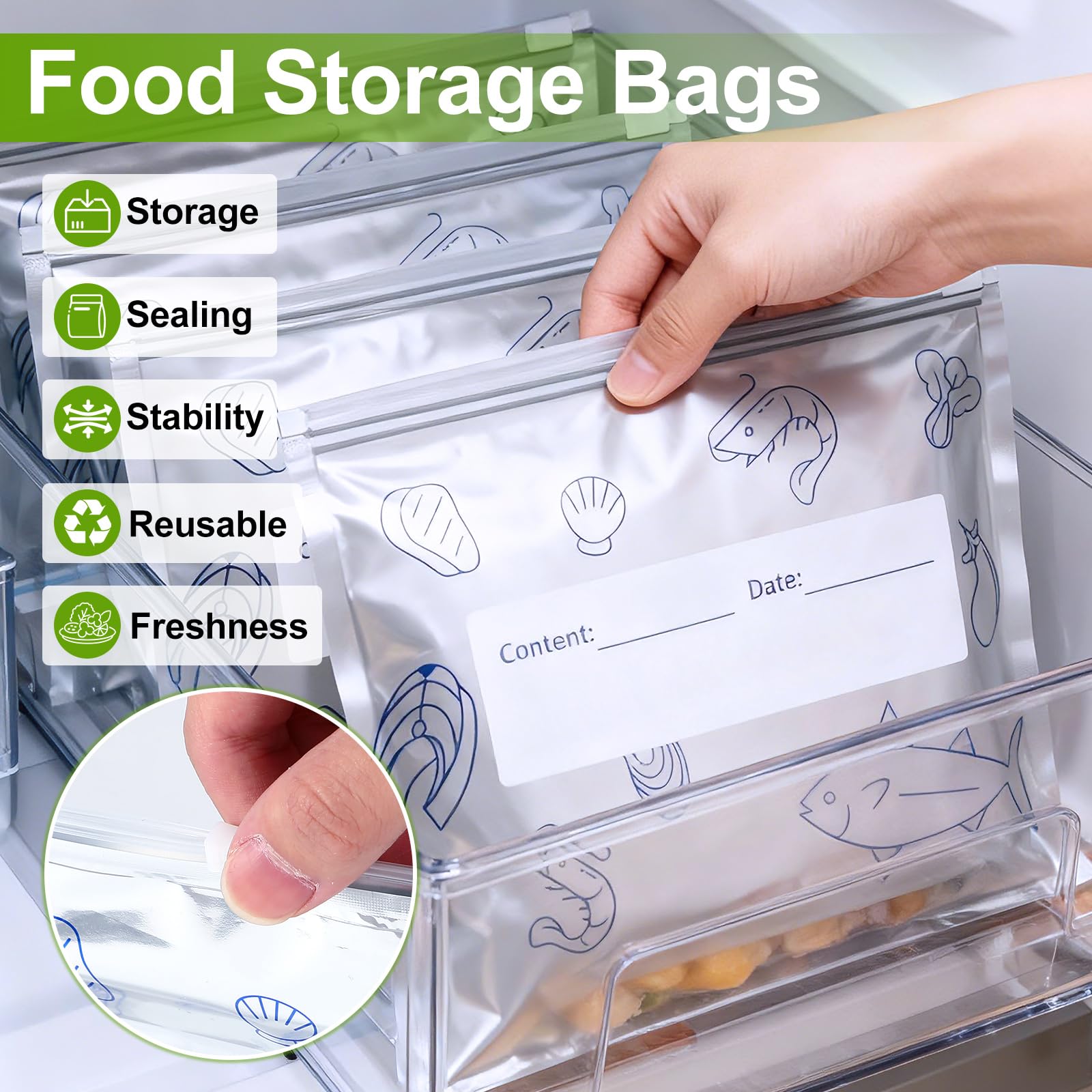 BSummit bolsas para uso práctico en cocina, guardan sobras y snacks