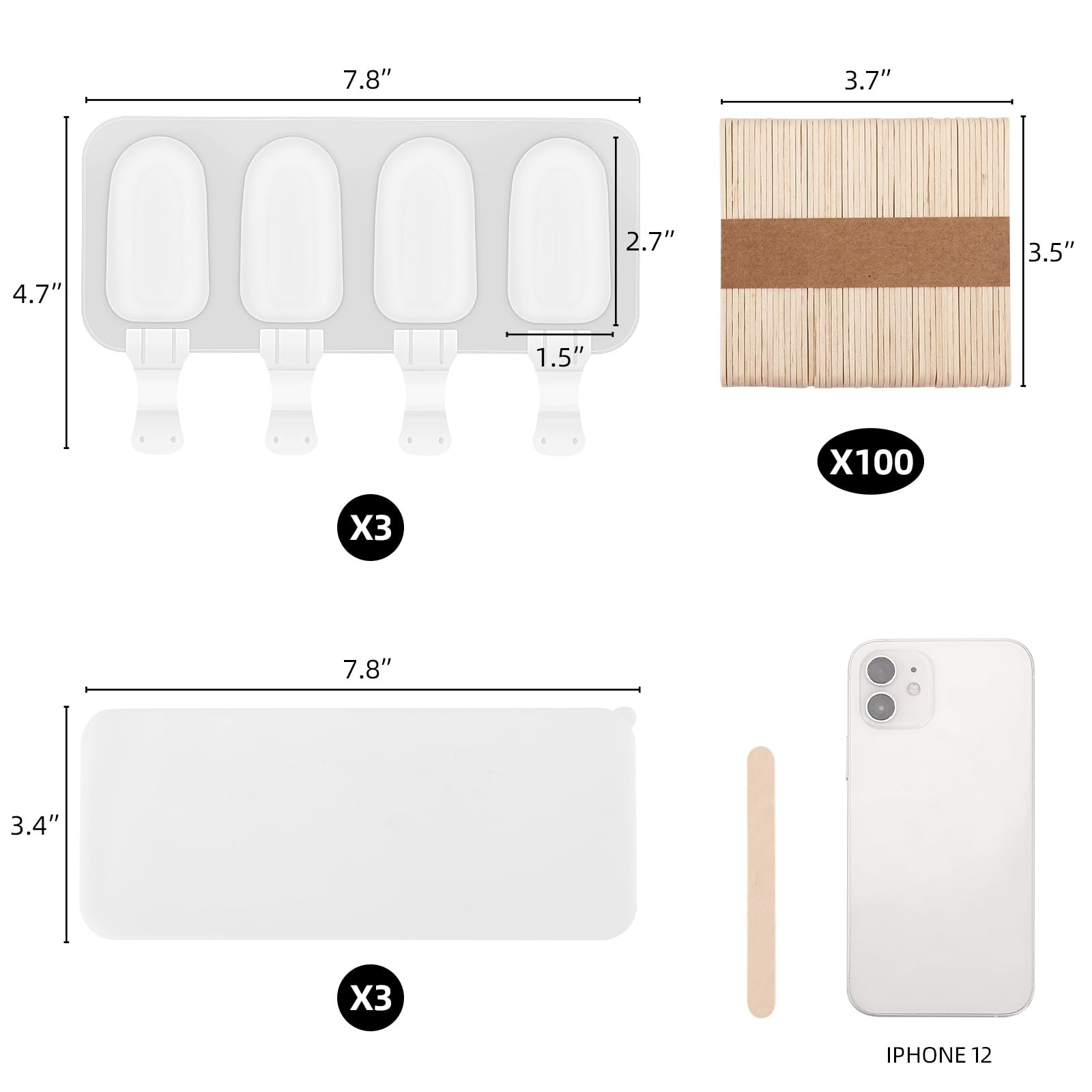 BTYMS palitos-madera 100 unidades, ideales para paletas y dulces caseros.