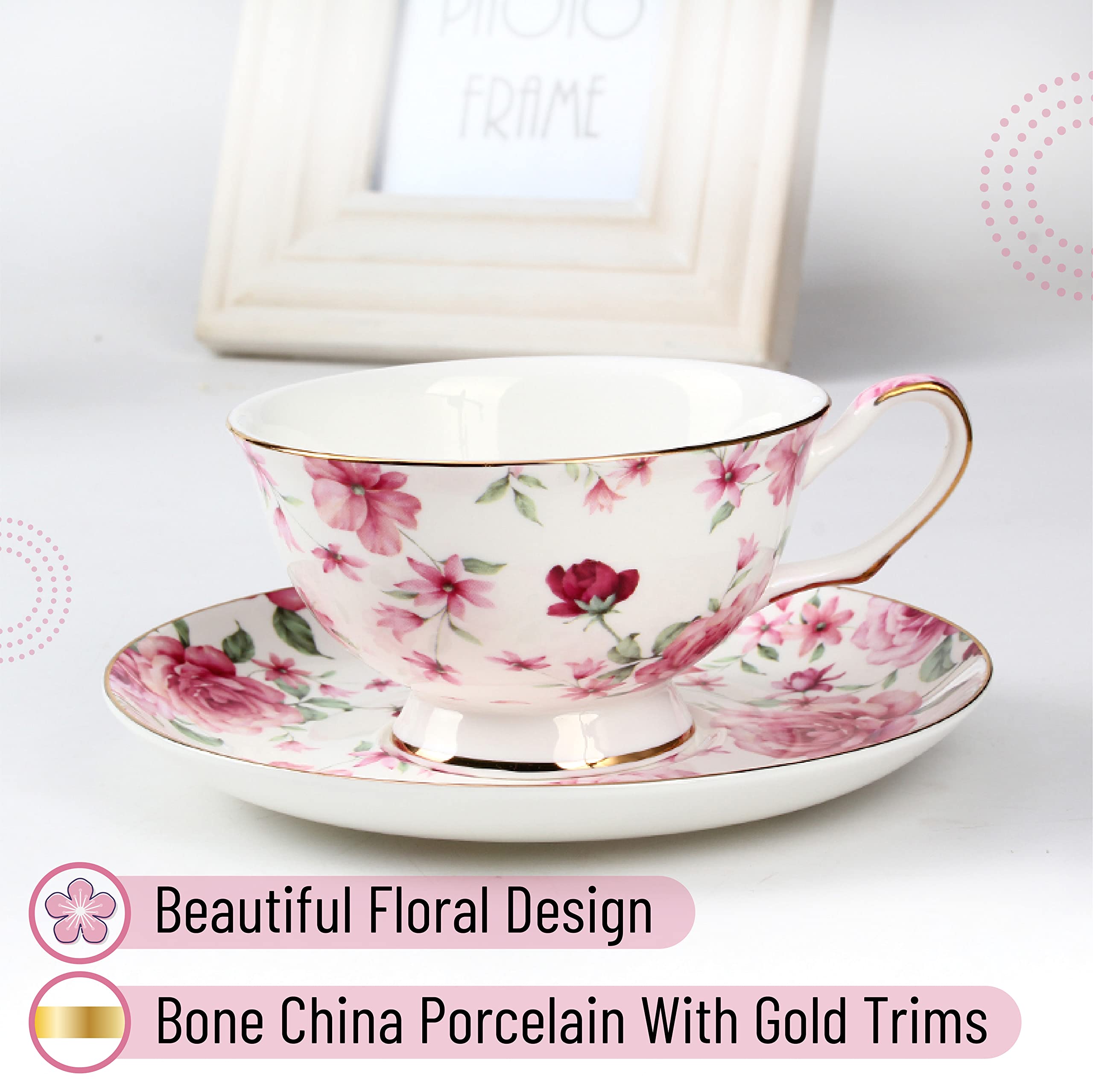 BTaT juego de tazas y platillos para té, ideal como regalo