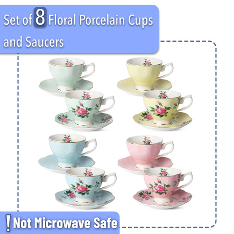 BTaT platillos florales, juego de ocho para servir té y café