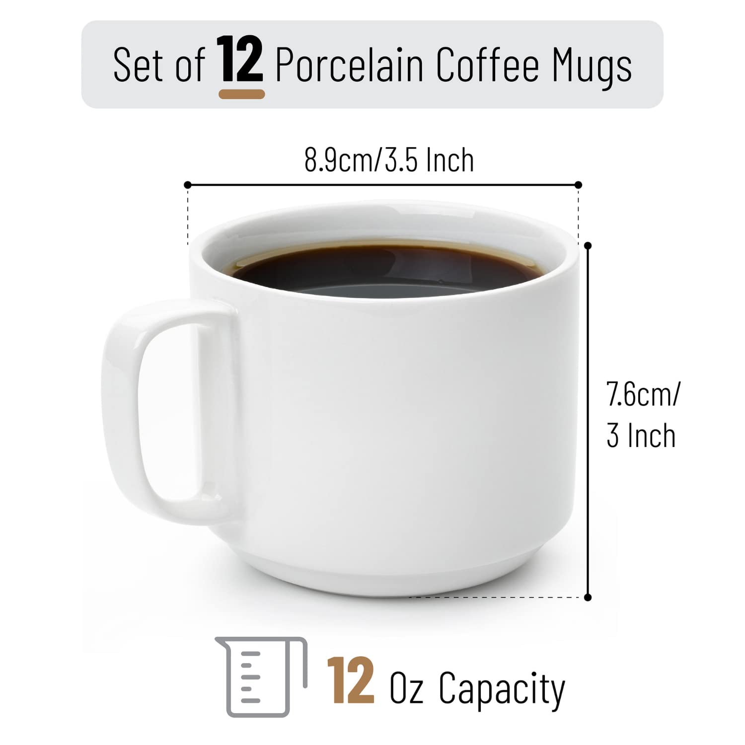 BTaT taza de porcelana con asa amplia para agarre cómodo
