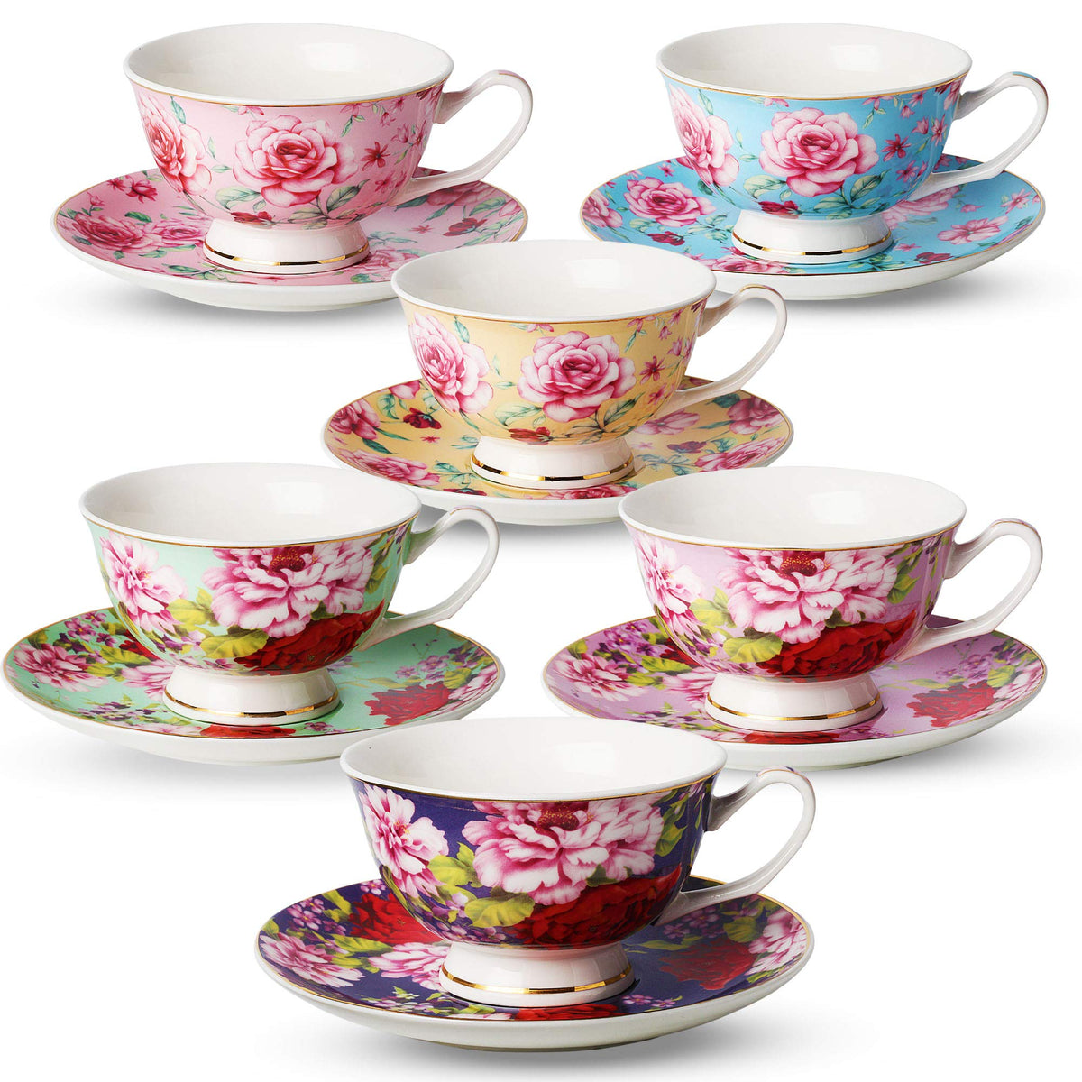 BTaT tazas de té con diseño floral 8 oz para infusiones aromáticas
