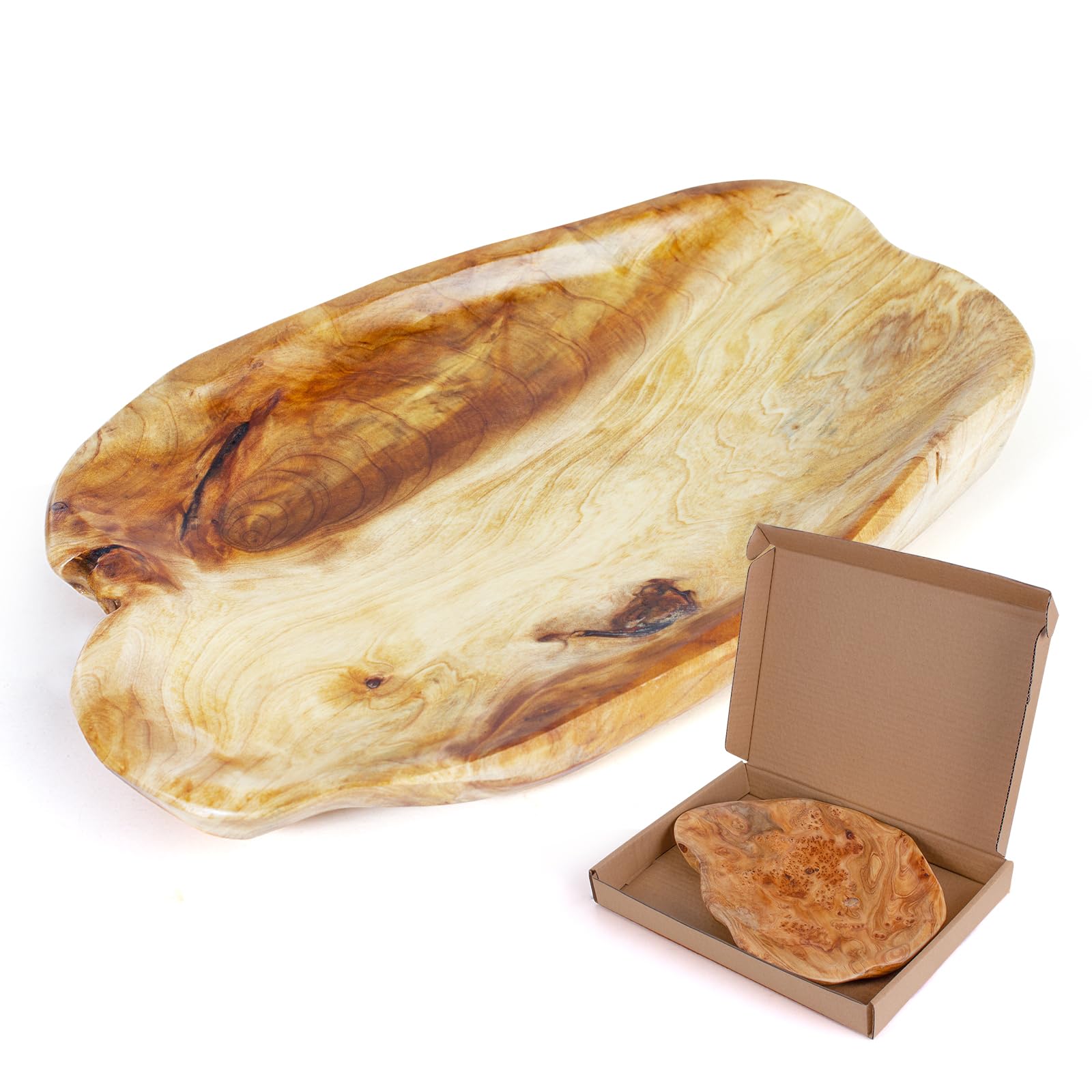 BTEOBFY cuenco-fruta de madera natural, ideal para servir frutas con estilo.