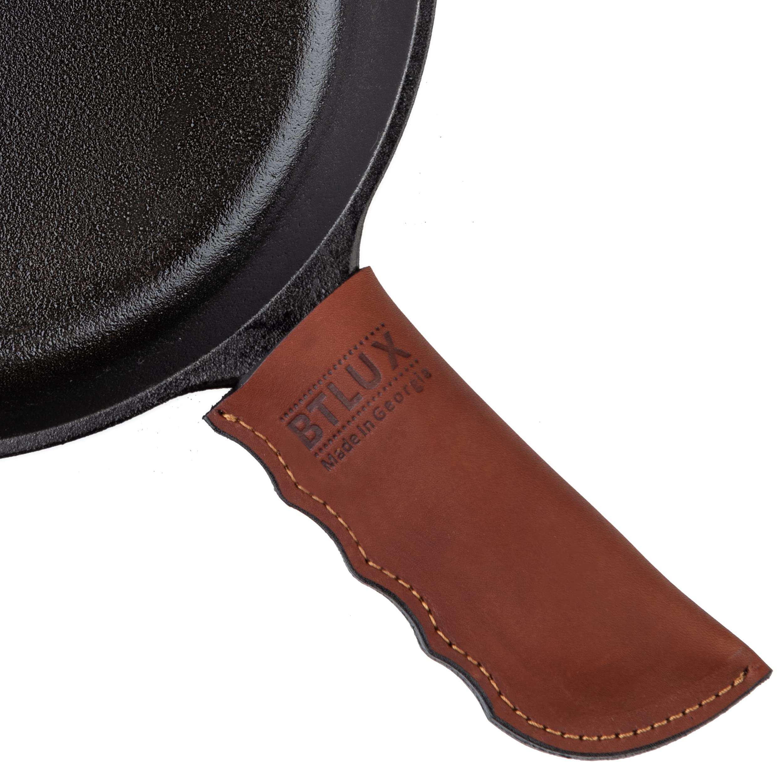 BTLUX funda para mango de hierro fundido, cuero extra grueso para protección al calor