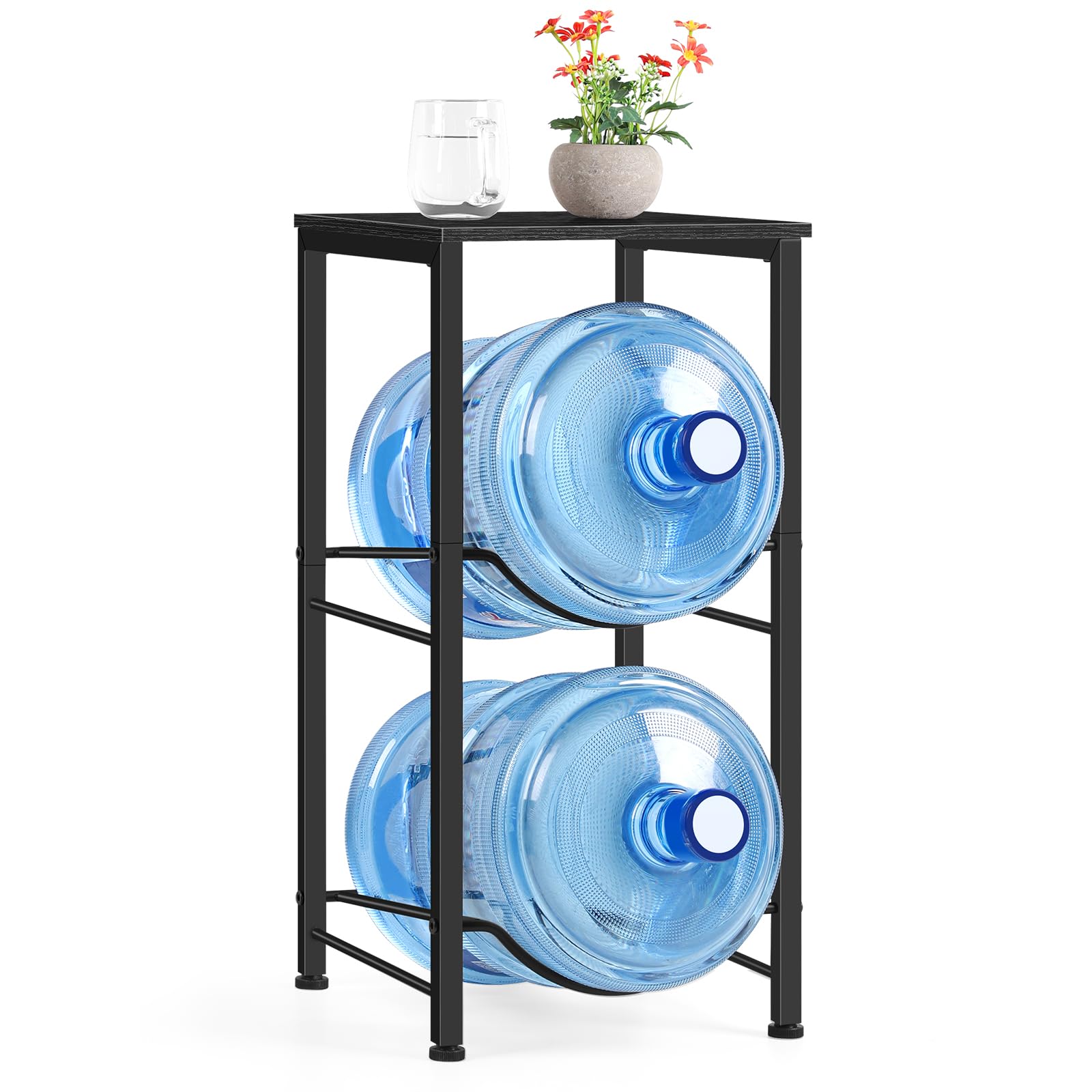 BTY portabotellas 5 galones con estante superior para ordenar la cocina.