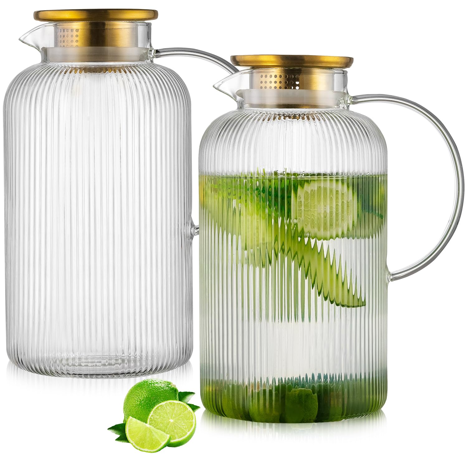Jarra Buaic de vidrio 100oz con tapa inoxidable para servir bebidas