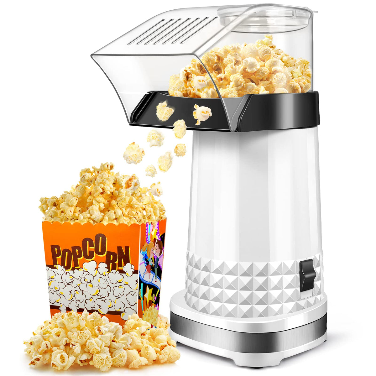 Maquina Bubebu palomitas aire caliente, vista frontal, ideal para cine en casa