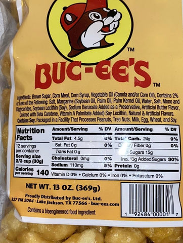 Buc-ee's bolsa en mano para comparar escala y porciones, útil para planificación