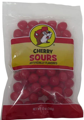 Buc-ee's empaque frontal de Cherry Sours 12 oz listo para compartir