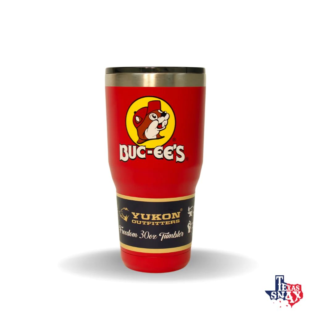 Vaso Buc-ee's rojo, doble pared, ideal para bebidas calientes o frías