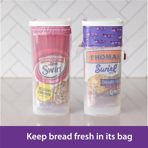Interior espacioso de Buddeez Bread Buddy guarda pan artesano y bollos con facilidad.