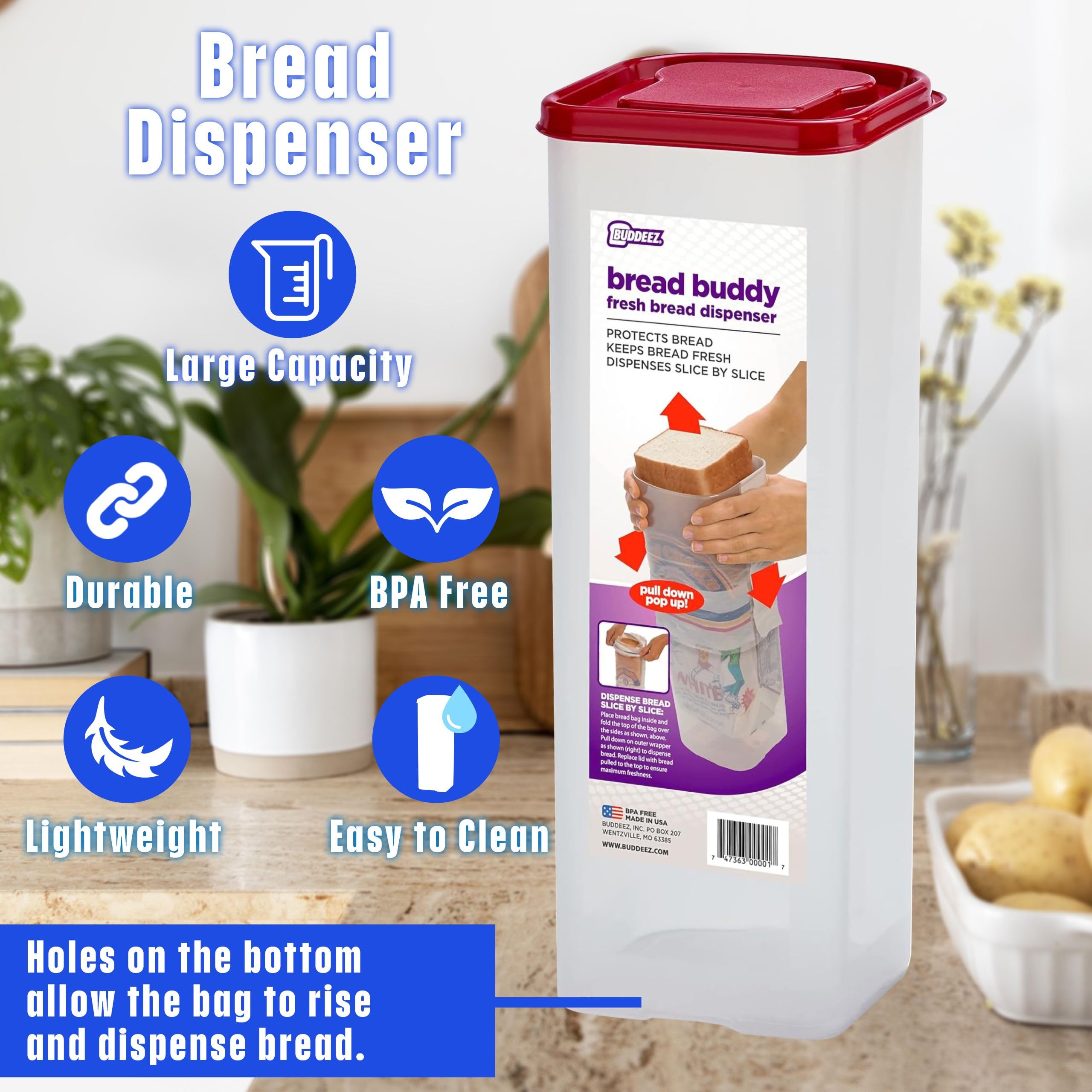 Buddeez caja para pan protege el pan del aplastamiento