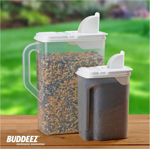 Buddeez doble contenedor para ordenar distintos alimentos de mascotas.