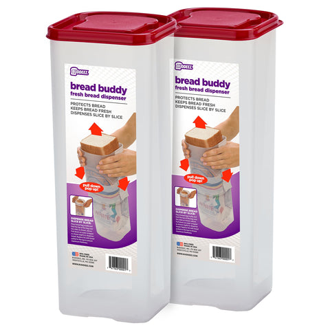 Buddeez Pan Buddy, caja para pan con tapa roja mantiene el pan fresco sin aplastar