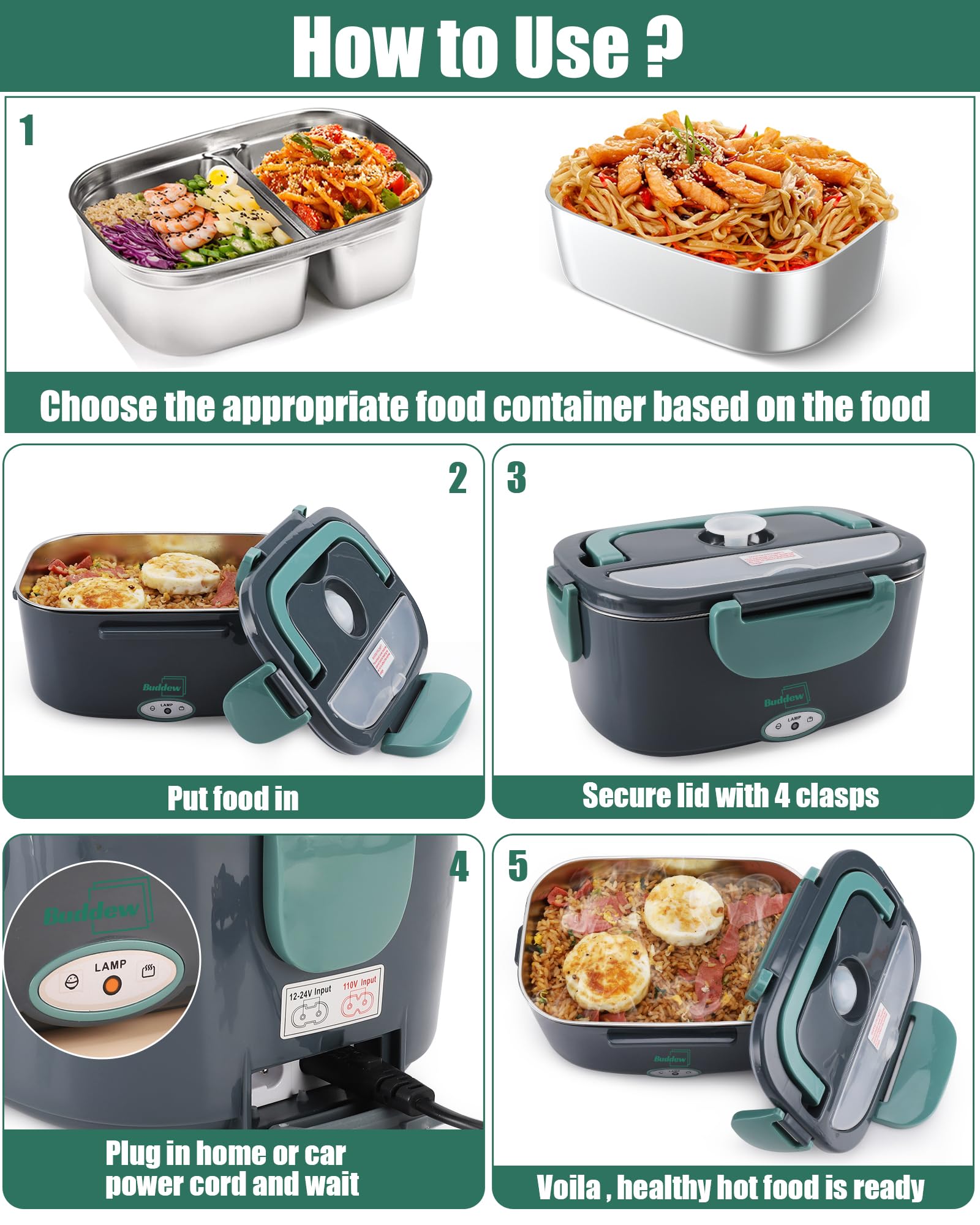 Accesorios incluidos: cuchara, tenedor y caja para frutas Buddew