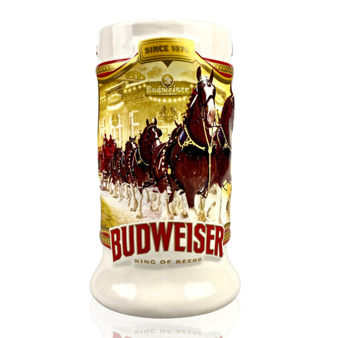 Budweiser Stein: caja regalo lista para Navidad, ideal como detalle.