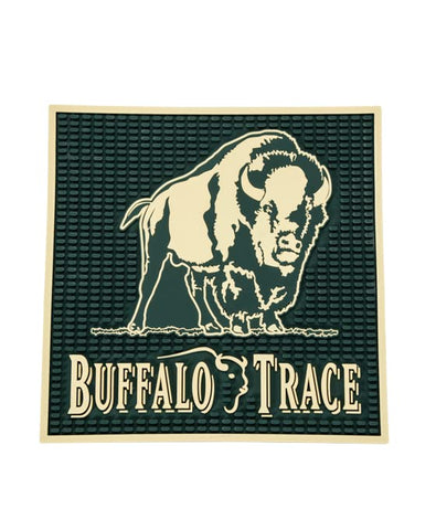 Alfombrilla de bar Buffalo Trace verde y cuadrada, 12x12, protege la superficie de la barra.