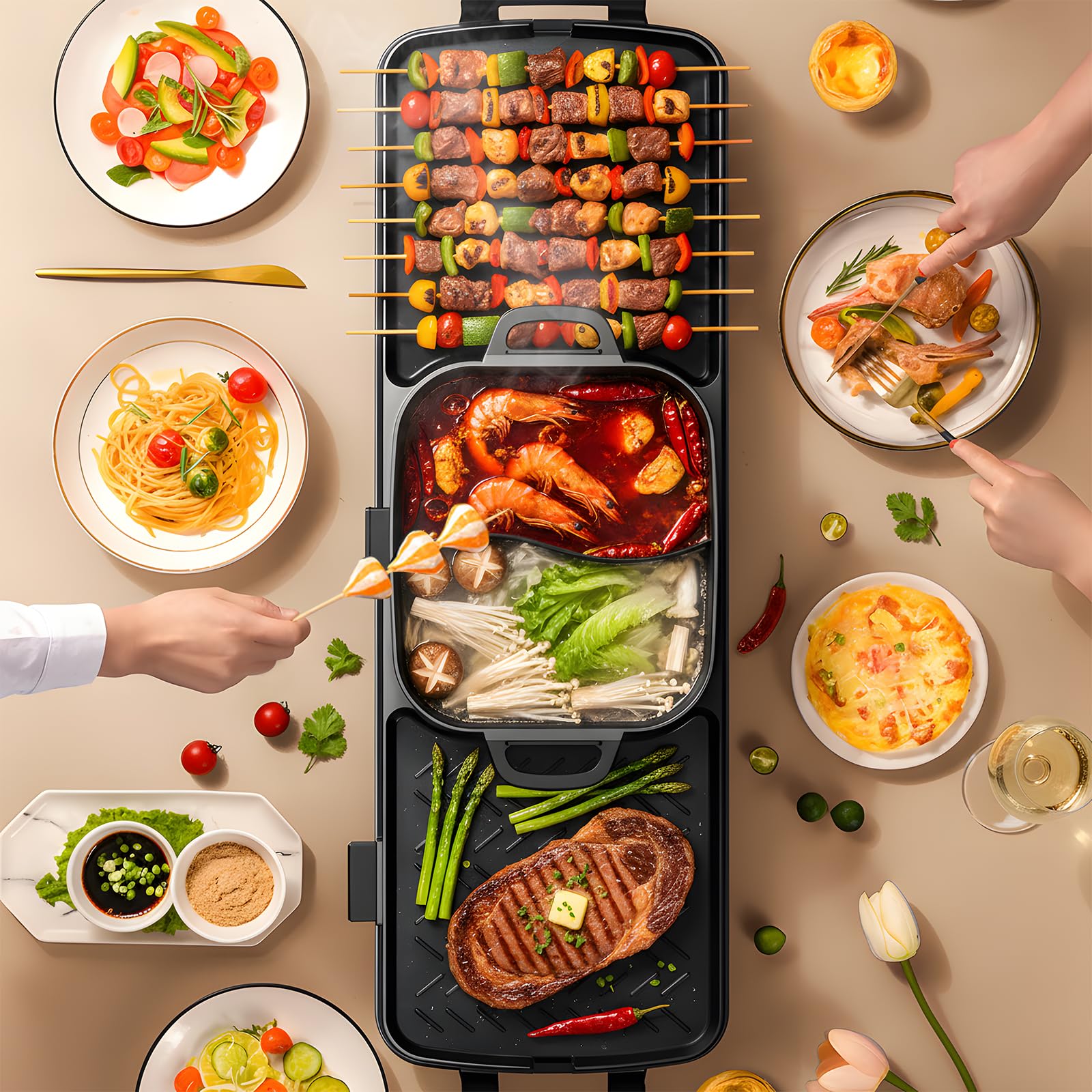Buisoopt plancha fácil de limpiar y versátil para reuniones.