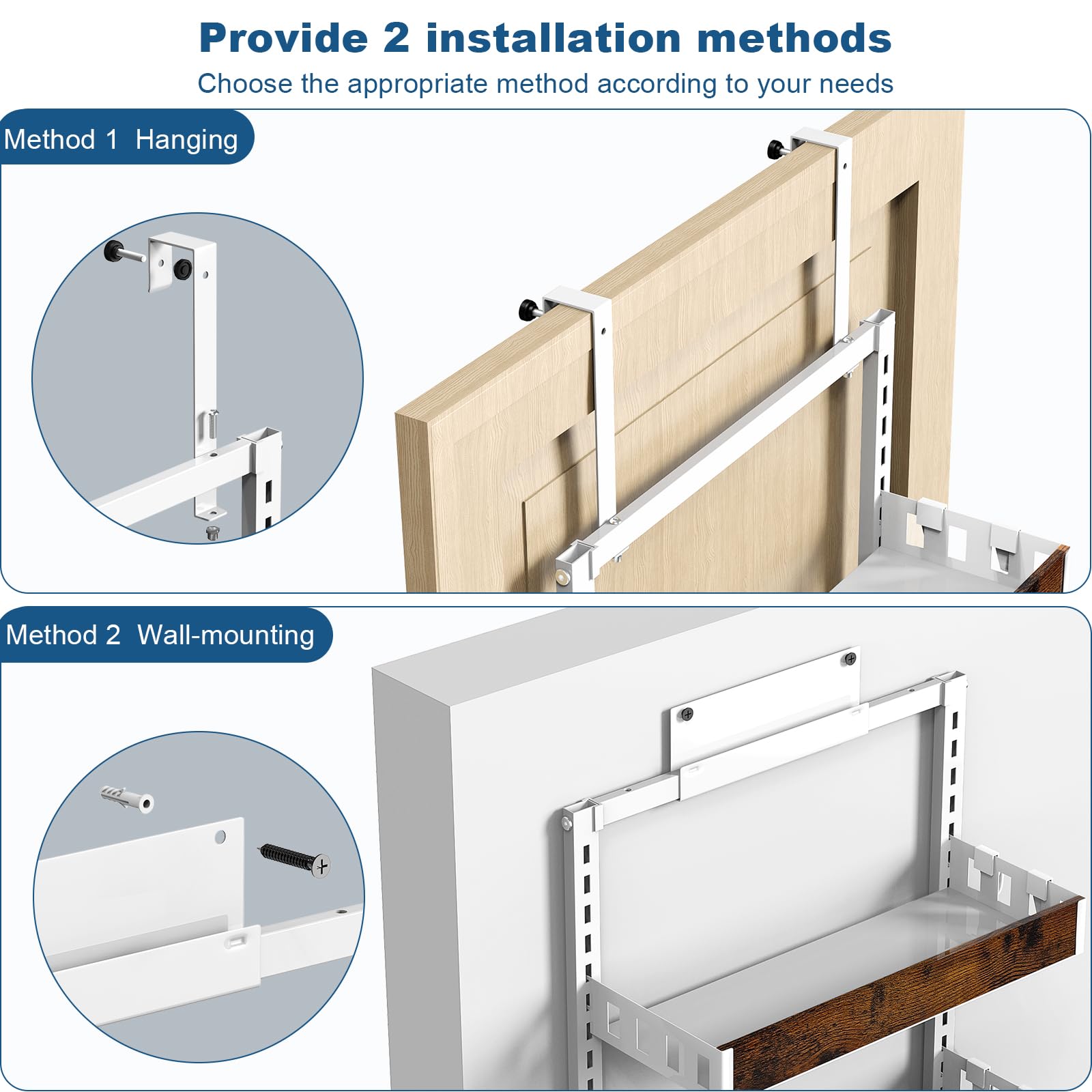 Bukfen sistema 2 en 1 para pared o puerta, mayor versatilidad.